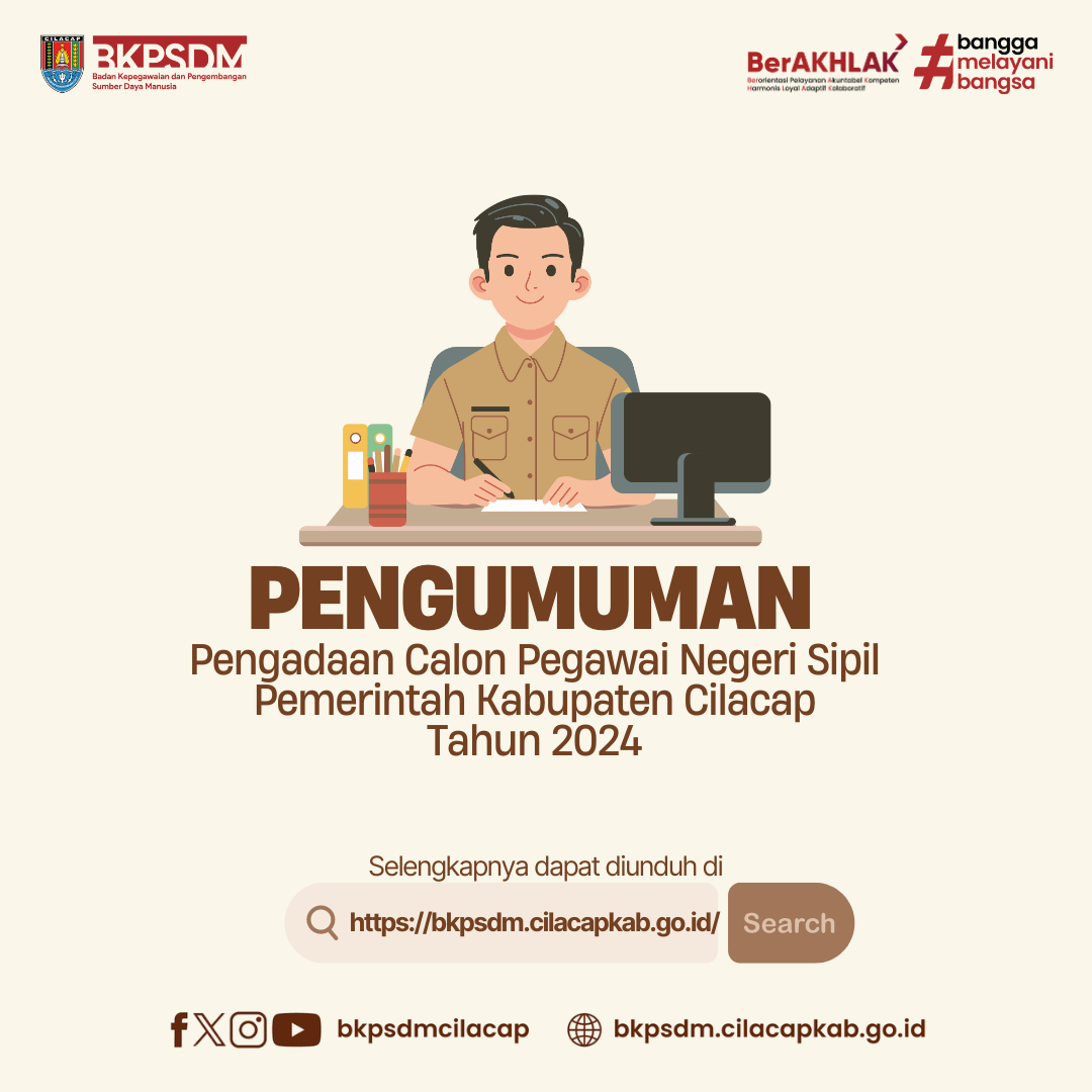 PENGUMUMAN PENGADAAN CPNS PEMERINTAH KABUPATEN CILACAP TAHUN 2024 BKD   Beige Minimal Job Hiring Instagram Post (5) 